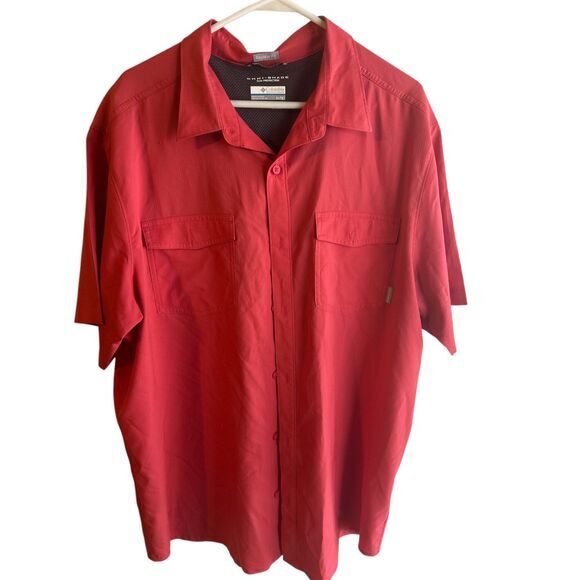 Columbia Men's button up shirt red/pink short‎ sleeve - Picture 1 of 3
